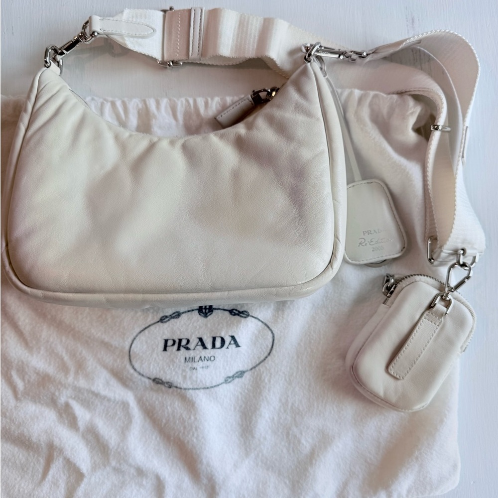 💯 Authentic Prada Re-Edition 2005 Crossbody Bag - White (with dust bag) - Picture 2 of 16